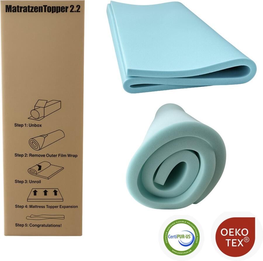 SCARNATTI Topper Matras 140x200 4 cm Matrastopper schuimplaat middelhard Topper