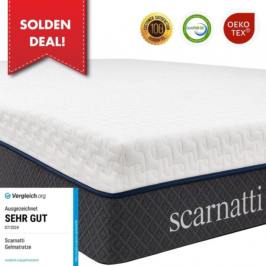 SCARNATTI Ergonomisch Comfort Matras 180x200 2in1 Koudschuim Traagschuim 18cm hoog Tweepersoonsmatras Bamboe tijk logeermatrassen Matrassen 180 x 200 cm