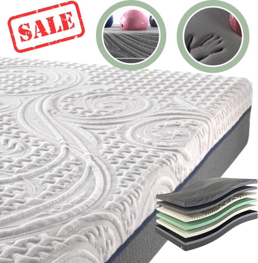 SCARNATTI Cool Gel Memory Foam matras 18 cm 160 x 200 cm 7-zones visco-elastisch en koudschuimmatras verrijkt met groene thee en bamboe houtskool Zero-Partner-Disturbance 2-in-1 - Foto 3