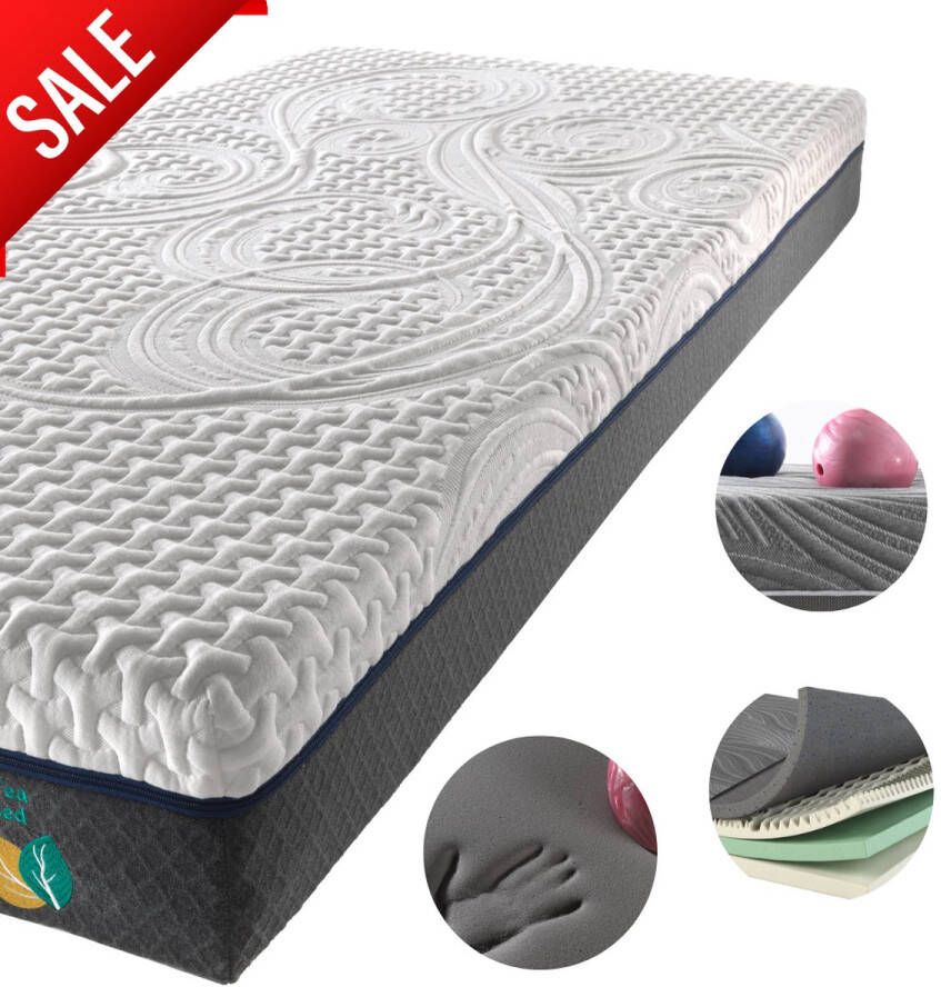 SCARNATTI Ultimate Comfort Matrassen 90 x 200 cm Matras Bamboe 2in1 Koudschuim Traagschuim 18 cm CoolGel 7 zone ergonomie Groene Thee Nasa 2in1