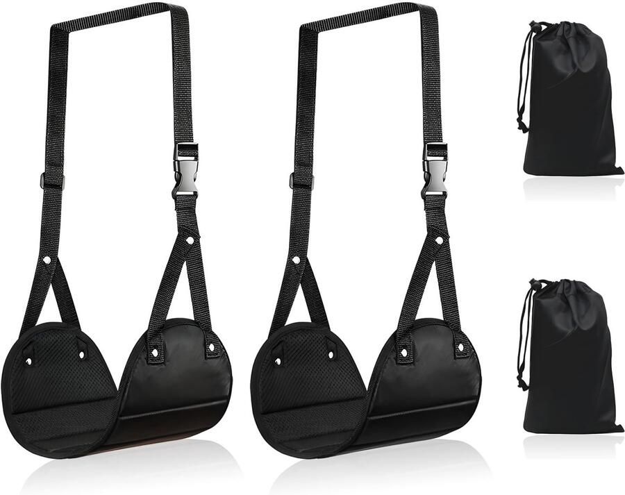 SCDZY Vliegtuigvoethangmat 2-pack verstelbare vliegtuigbeensteun hangende voetenbank draagbare reisvoetsteun hoofdhangmat voor kantoor slaapzaal vliegtuig ontspanning (zwart)