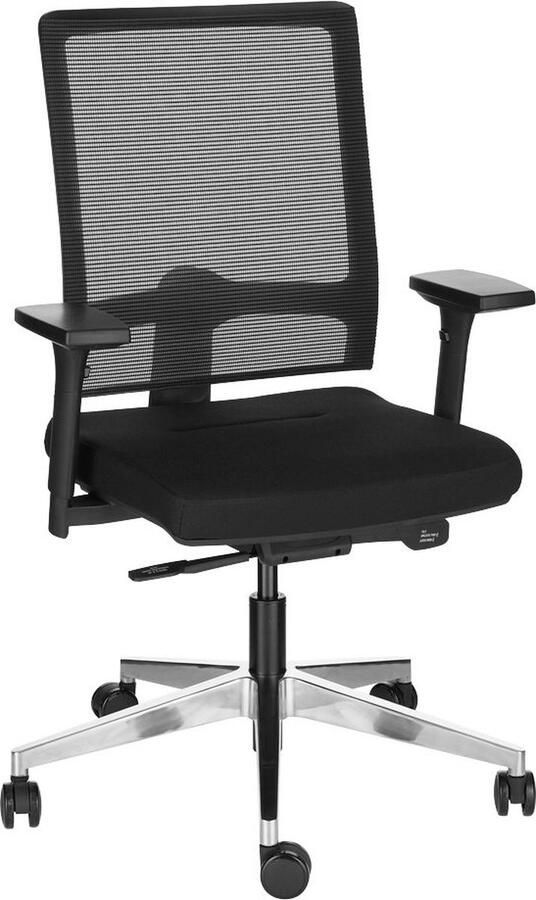 Schäfer Shop Select NET MATIC bureaustoel met armleuningen auto-synchroon mechanisme doorlopende zitting netrugleuning zwart aluzilver