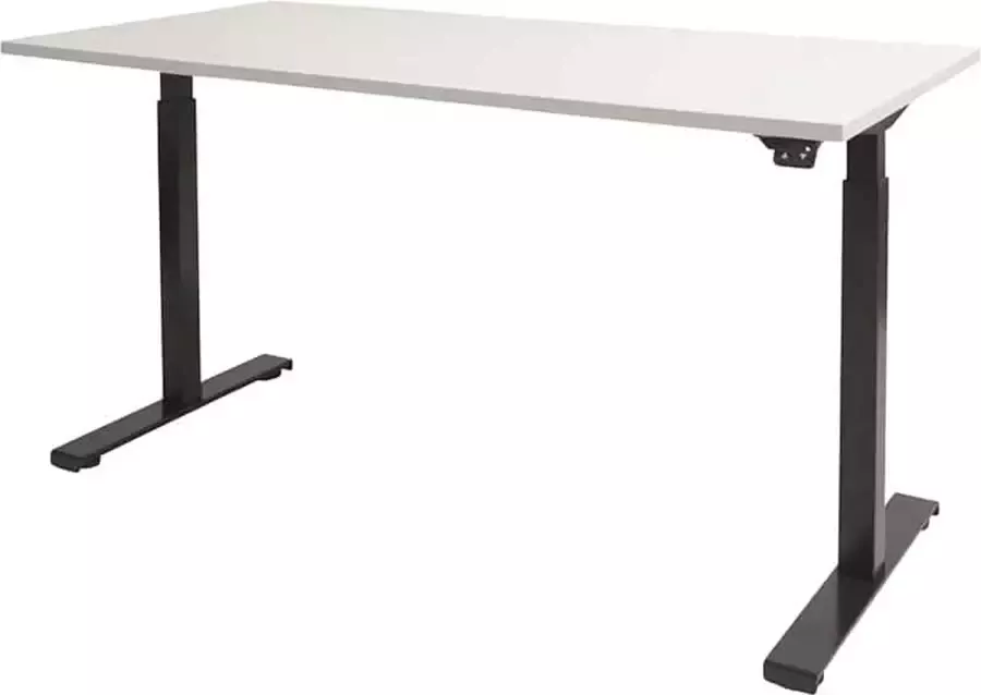 Schaffenburg Dextro basic zit sta 180x80cm electrisch hoogte verstelbare werkplek T-poot frame. Frame kleur aluminium (RAL9006) en blad krijtwit - Foto 2