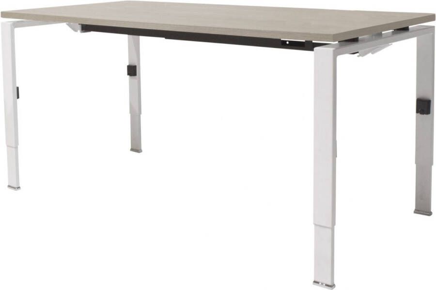 Schaffenburg linesto n4 bureau hoogte instelbaar (65-85cm) met 120x80cm robson eiken zwevend 25mm blad en wit (ral9010) vierpoot n-frame (poot rechthoekig 66 x 26 mm.) (met geintegreerde kabelgoot)