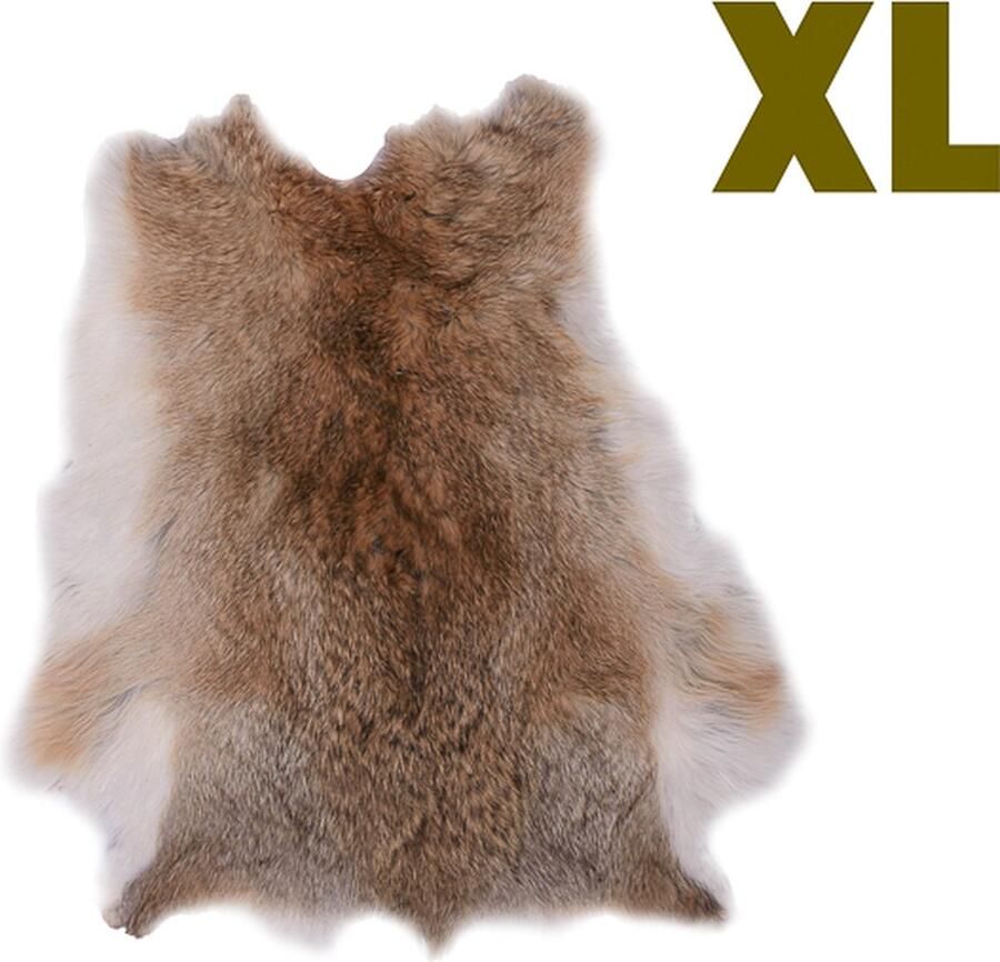 Wildlife Design XL bruine konijnenvacht XL konijnenvel wildkleur lichtbruin groot velletje tafel dierenvel dierenhuid salontafel decoratie vachtje