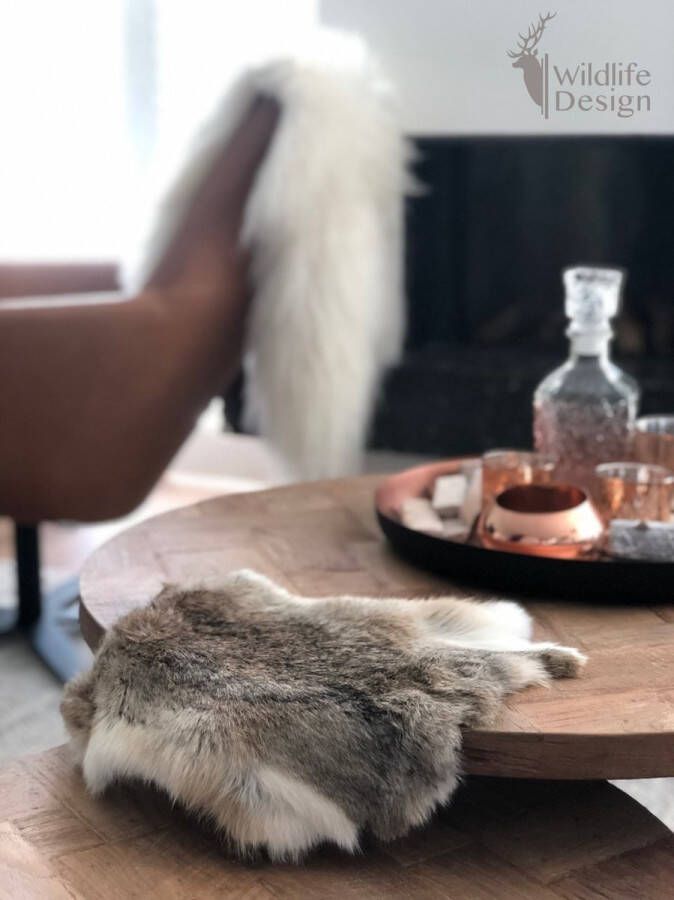 Schapenvachtkopen.nl SET VAN 3 wildkleur konijnenvachtjes 3 vachtjes konijnenvel bruin velletje tafel