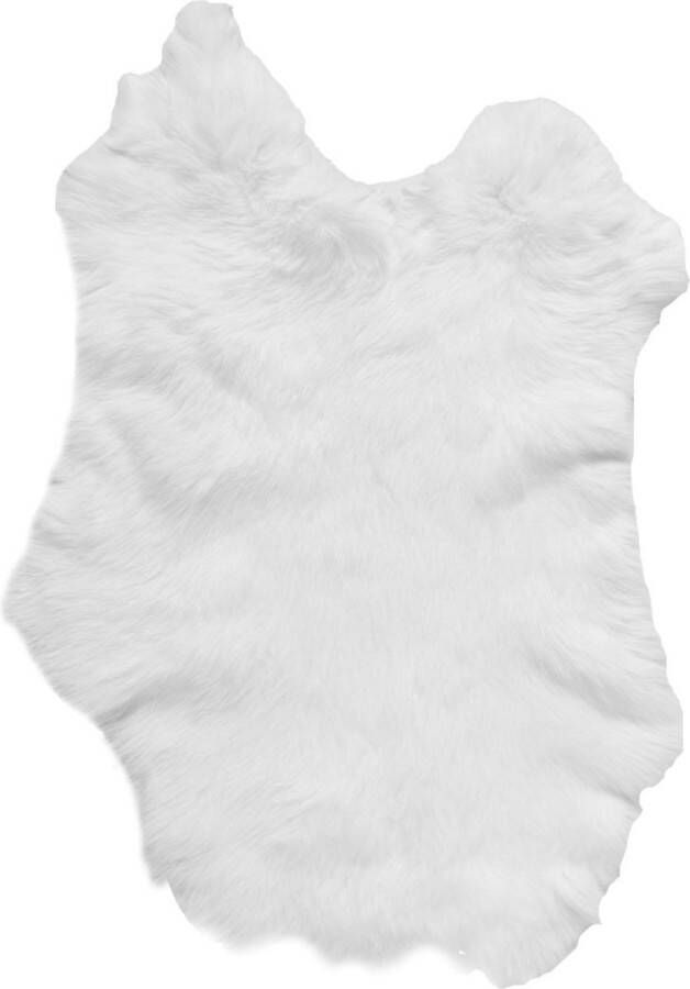Schapenvachtkopen.nl SET VAN 3 witte konijnenvachtjes 3 vachtjes konijnenvel wit velletje tafel salontafel huidje dienblad - Foto 3