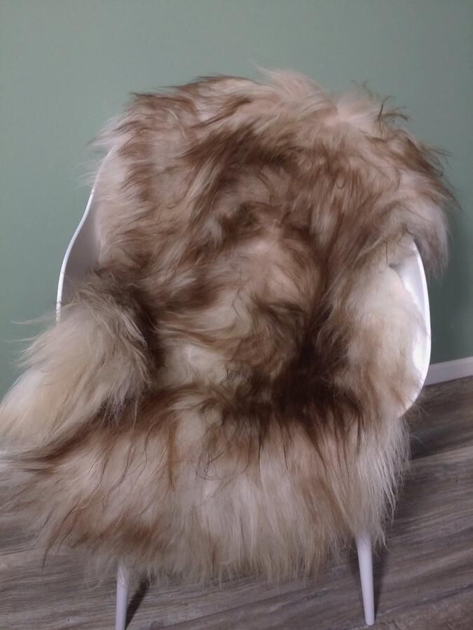 Schapenvacht.SHOP Schapenvacht IJslands Bruin Wit Melange XL (115cm) 100% ECHT Schapenvacht Wol Vloerkleed