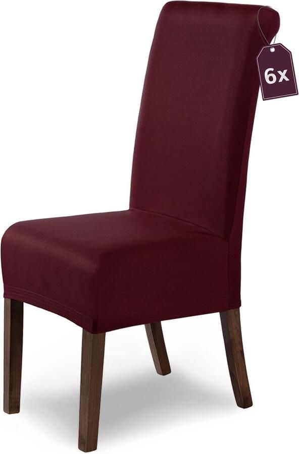 Scheffler-Home stoelbedekkingen stretch marie stoelbedekkingen Bordeaux 6er elastische ontlasting deksels met vlekbescherming stoelhoezen kersstoelen deksels voor stoel rekbare stoelhoezen elastisch