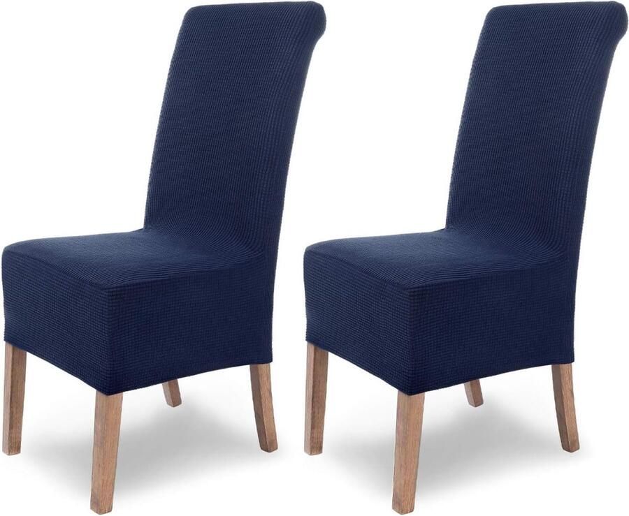 Scheffler-Home Stoelhoezen stretch sofia stretch blauw set van 2 elastische stoelhoezen schommelstoelen flanel span-stoelbekledingen hoge rugleuning met elastiek