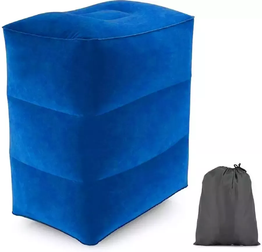 Scherpdeal Voetensteun Opblaasbaar In Alle Hoogtes Verstelbaar Reiskussen Vliegtuigbed Voetensteun 3 verschillende standen Met kinderen reizen Blauw