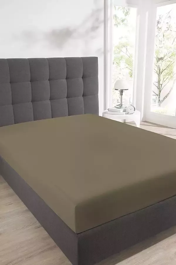 Schiesser Premium Hoeslaken – 95% Katoen 5% Elastaan – Onderlaken met elastiek – Geschikt voor boxspring en waterbed – 100x200 cm – Cappuccino bruin