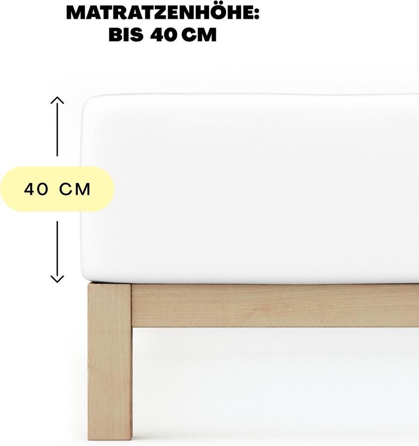 Schlafgut Easy Boxspring matras Jersey Elastiek Hoeslaken Eenpersoons – 90x200 cm Matrashoogte tot 40cm Creme