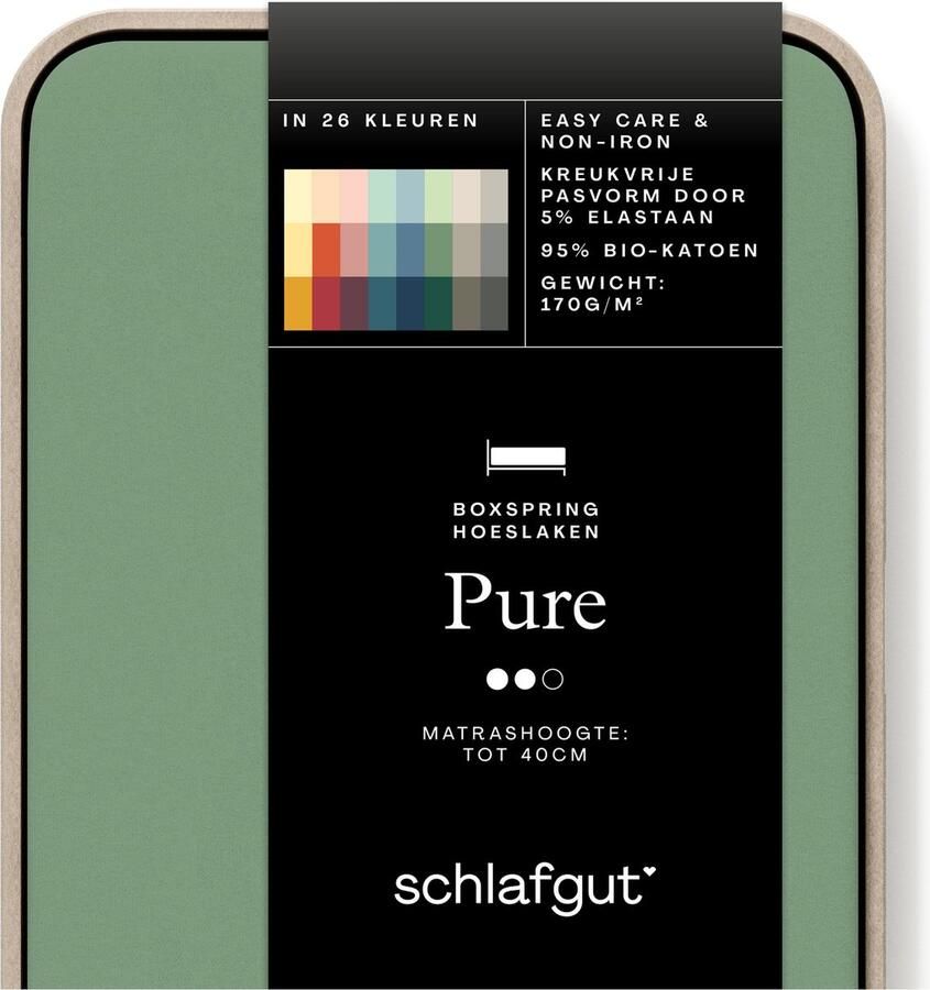 Schlafgut Jersey Pure hoeslaken extra hoog Twijfelaar M 120x200 130x220 665 Green Mid