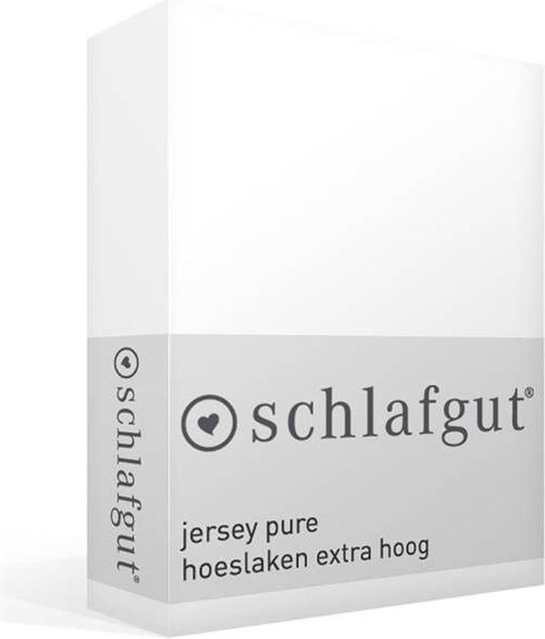 Schlafgut Pure Boxspring matras Jersey Hoeslaken Eenpersoons – 90x200 cm Matrashoogte tot 40cm Wit