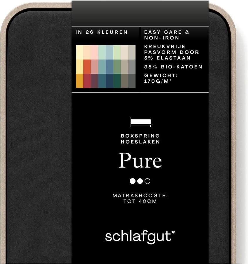 Schlafgut Pure Boxspring matras Jersey Hoeslaken Eenpersoons – 90x200 cm Matrashoogte tot 40cm Zwart