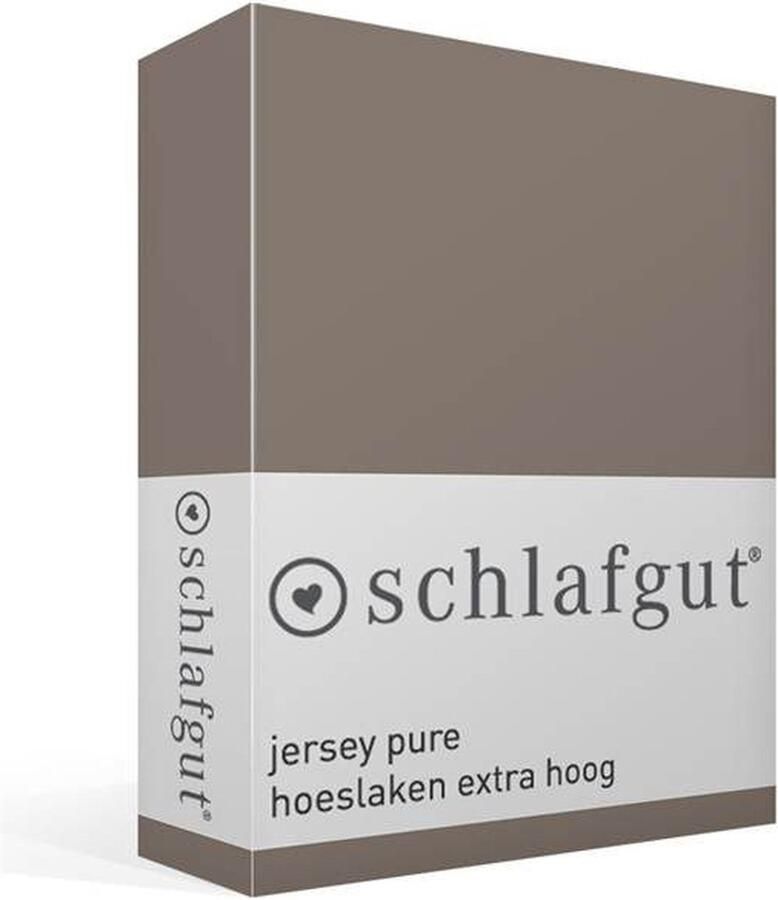 Schlafgut Pure Boxspring matras Jersey Hoeslaken Tweepersoons – 140x200 cm Matrashoogte tot 40cm Bruin