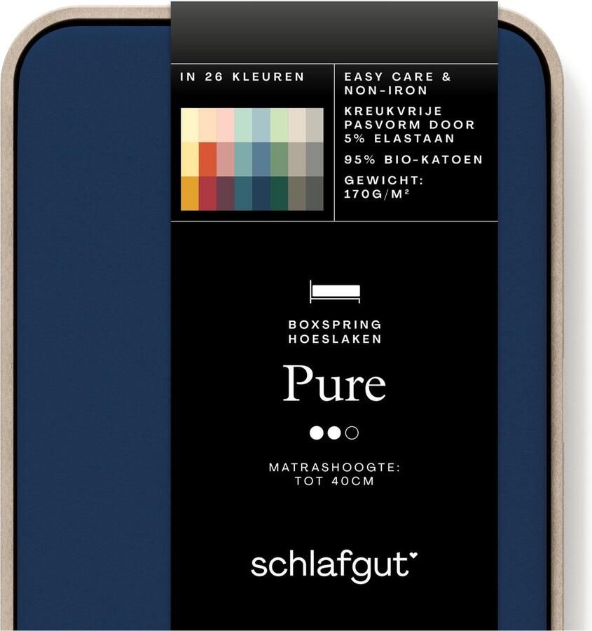 Schlafgut Pure Boxspring matras Jersey Hoeslaken Lits-jumeaux – 180x200 cm Matrashoogte tot 40cm Blauw