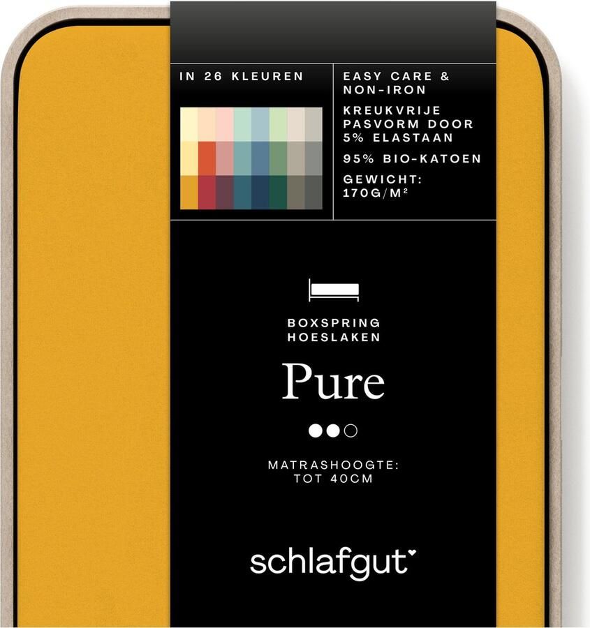 Schlafgut Pure Boxspring matras Jersey Hoeslaken Eenpersoons – 90x200 cm Matrashoogte tot 40cm Geel