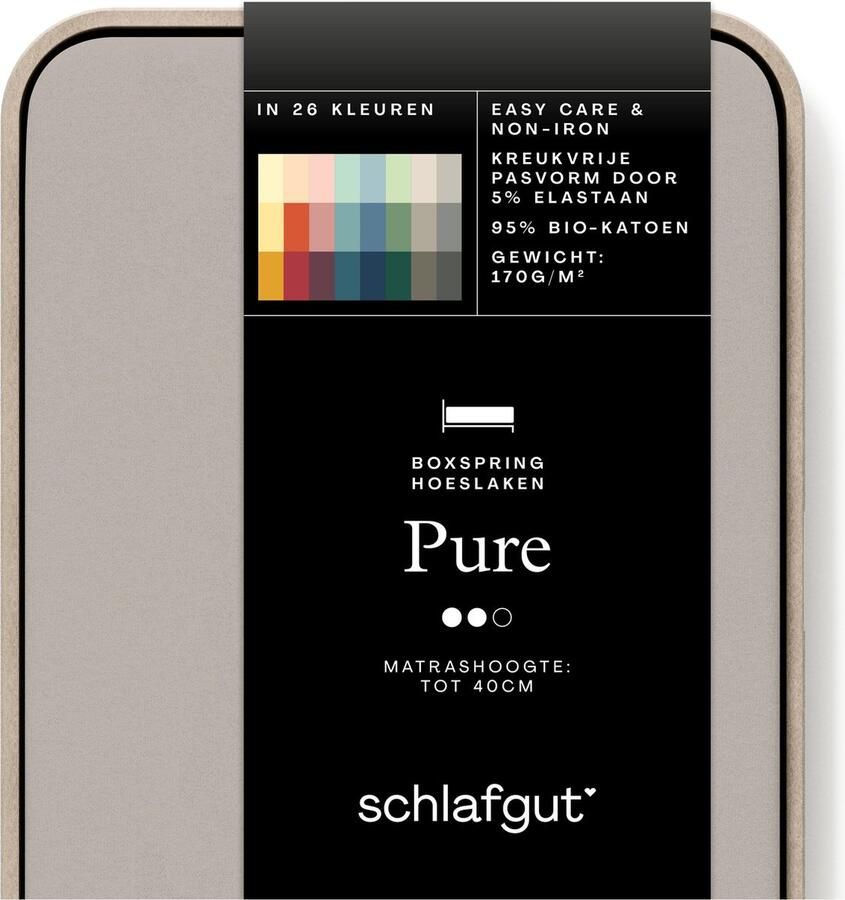 Schlafgut Pure Boxspring matras Jersey Hoeslaken Tweepersoons – 140x200 cm Matrashoogte tot 40cm Beige