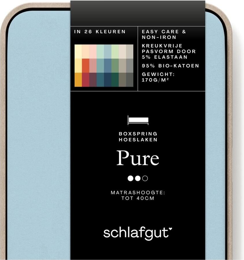Schlafgut Pure Boxspring matras Jersey Hoeslaken Eenpersoons – 90x200 cm Matrashoogte tot 40cm Blauw
