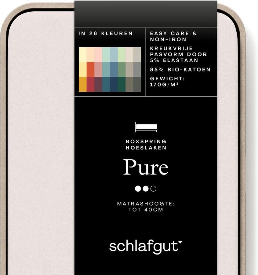 Schlafgut Pure Boxspring matras Jersey Hoeslaken Tweepersoons – 140x200 cm Matrashoogte tot 40cm Beige