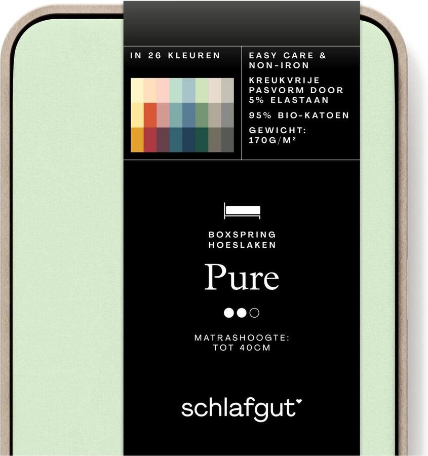 Schlafgut Pure Boxspring matras Jersey Hoeslaken Eenpersoons – 90x200 cm Matrashoogte tot 40cm Groen