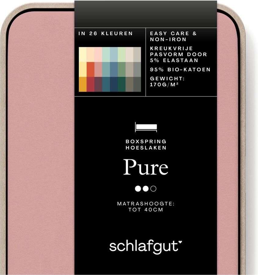Schlafgut Pure Boxspring matras Jersey Hoeslaken Lits-jumeaux – 180x200 cm Matrashoogte tot 40cm Roze