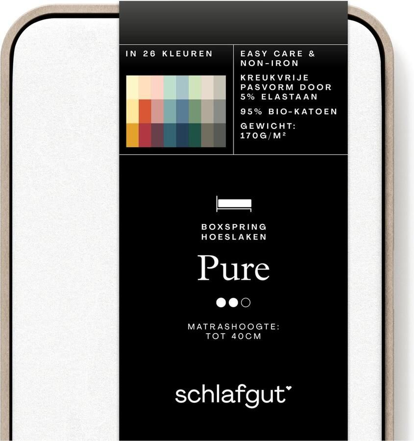 Schlafgut Pure Boxspring matras Jersey Hoeslaken Tweepersoons – 140x200 cm Matrashoogte tot 40cm Wit