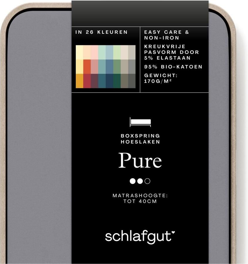 Schlafgut Pure Boxspring matras Jersey Hoeslaken Tweepersoons – 140x200 cm Matrashoogte tot 40cm Grijs