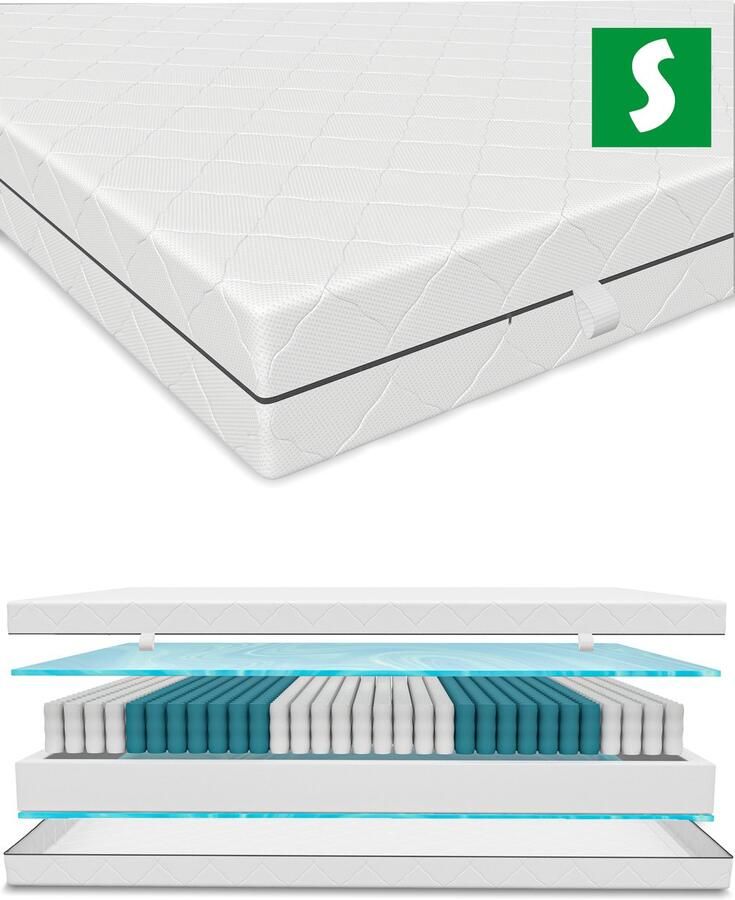 Schlaftroll Ergonomisch Matras 120 x 200 cm Hoogte 21cm Pocketvering matras met 7 zones Koudschuim matras geveerd