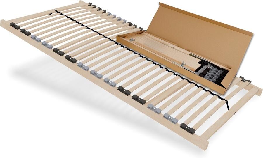 Schlaftroll Lattenbodem 90x200 cm – Comfortabele 7-zone lattenbodem beuken Veerhouten frame voor zelfmontage
