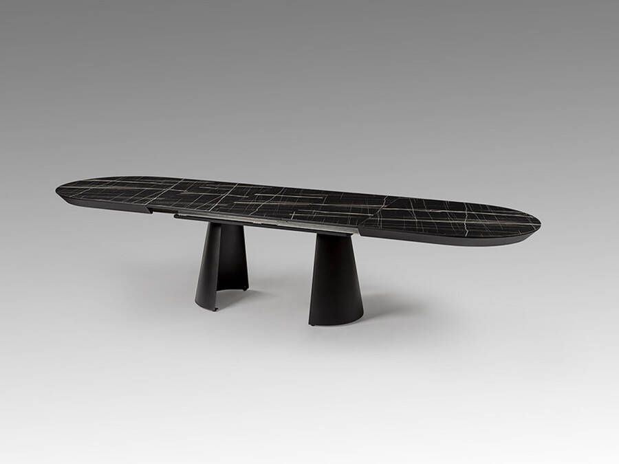 Schuller Capri black uitschuifbare eettafel tot 406 cm unieke design eetkamertafel 206x103 trapsgewijs te verlengen tot 406 cm