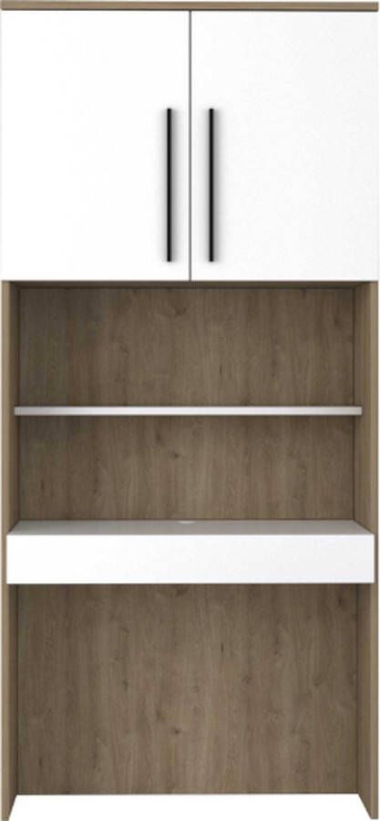 Vente-unique Bureau met opbergruimte Natuurlijk en wit NAJELI L 100 cm x H 216 cm x D 52 cm