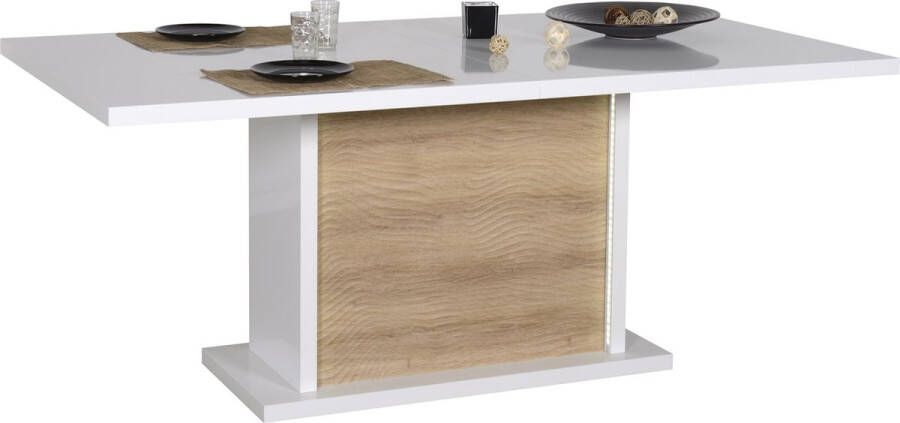 Sciae EMOB Verlengbare eettafel Kaia 180 225x100 hoogglans wit eik Eettafels outlet Wit; Hoogglans wit MDF; Spaanplaat Eettafels outlet Op voorraad - Foto 2