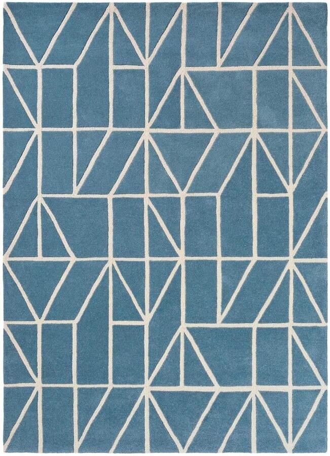 Scion Viso Vloerkleed 120 x 180 cm Blue Rectangular Wool Dining room Living room Geometric Modern