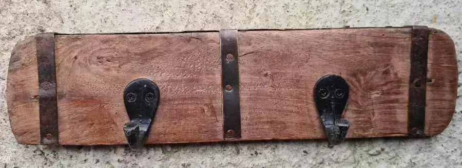 Scissor Mountains Kapstok industrieel 2 haak hout met ijzer