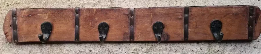 Scissor Mountains Kapstok industrieel 4 haken hout en ijzer