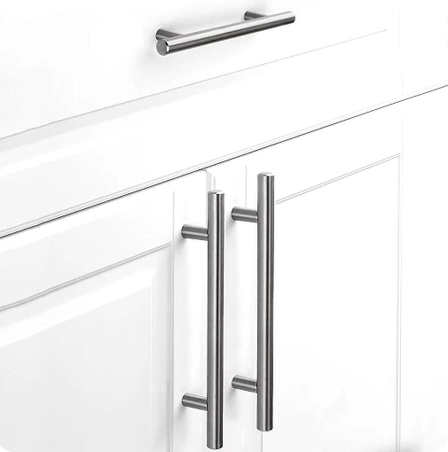 Scoby 2 x Handgreep Modern Design Kast Handvat Stainless Steel Handle 128MM Incl Schroeven Zilver 2 Stuks