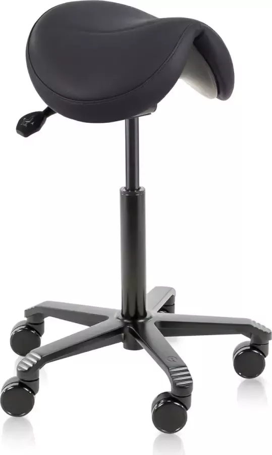 Score Jumper zadelkruk verstelbare zithoek kunstleer zwart zwarte gasveer en kruispoot zeer hoog zit comfort 5 jaar garantie