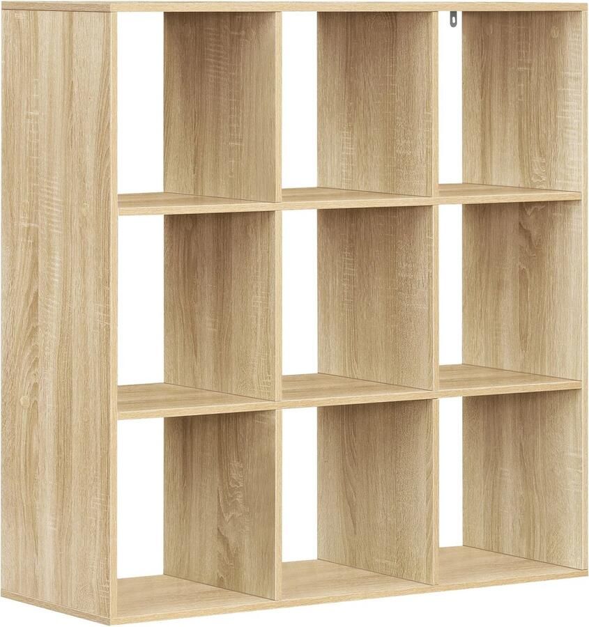 Seastone 9-Kubussen Boekenkast- 3-Laags Boekenplank Staande Opbergkast Organizer woonkamer kantoor slaapkamer 94x93x29 5 cm (B x H x D) Eiken naturel
