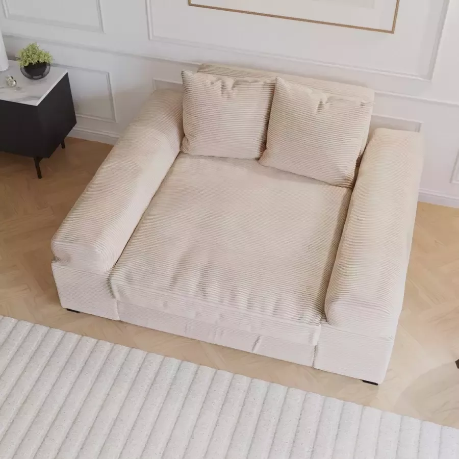 Seatsandbeds zitbank Big sofa Fatguy Small Corduroy Rib Beige bigsofa zetel Hoekbanken en hoeksalon bij zetelsenbedden