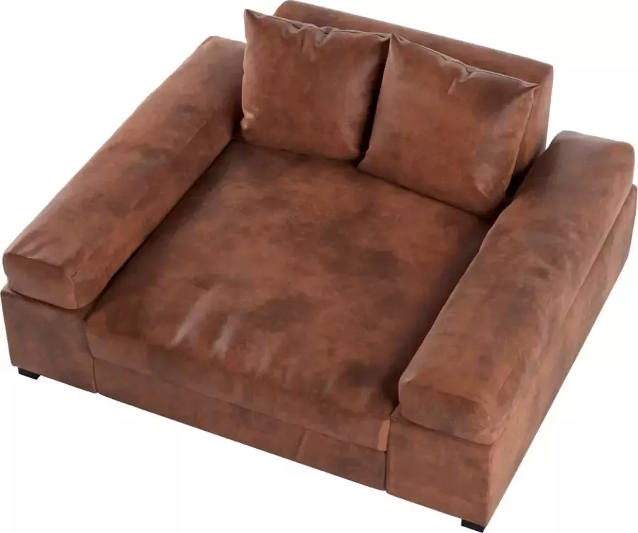 Seatsandbeds Bank Big sofa Fatguy Small vintage bruin Microstof