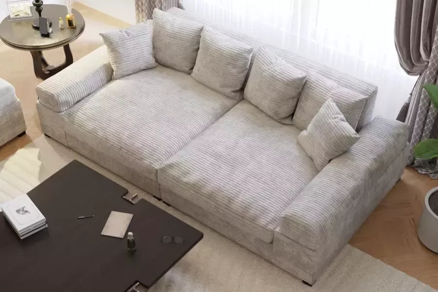 Geen merk Bankstel big sofa fatguy Lichtgrijs Corduroy bigsofa zetel Hoekbanken en hoeksalon bij zetelsenbedden