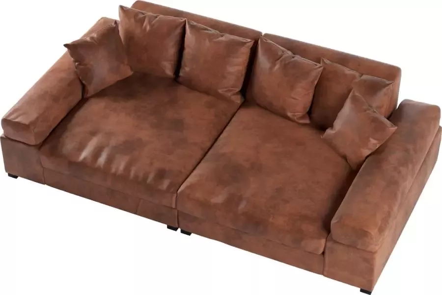 Geen merk BANKSTEL BIG SOFA FATGUY MICROSTOF VINTAGE BRUIN bigsofa zetel Hoekbanken en hoeksalon bij zetelsenbedden