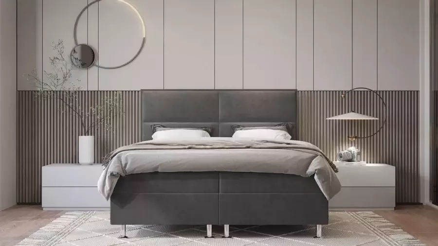 Zetelsenbedden.be Boxspring Alba velvet met opbergruimte 180x200 cm Complete boxspring bed met opbergruimte