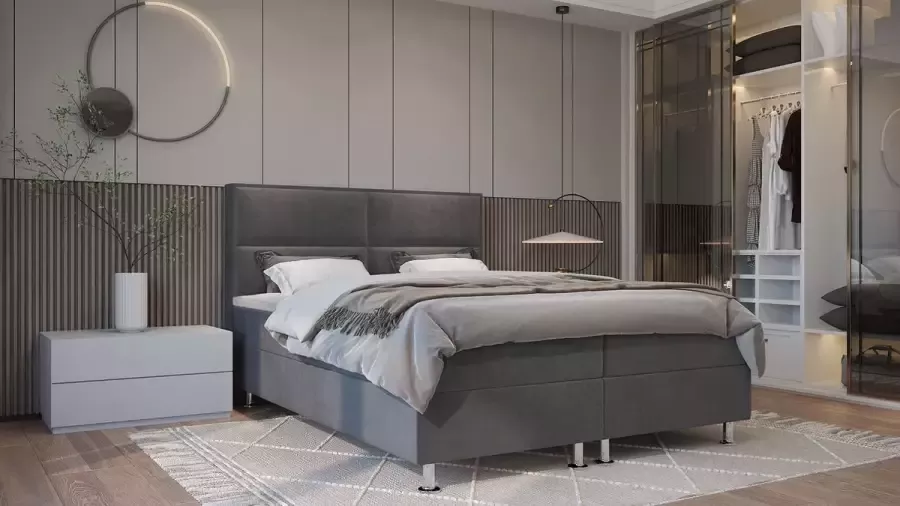 Zetelsenbedden.be Boxspring Bed Alba velvet met opbergruimte 140x200 cm compleet boxspring bed met opbergruimte