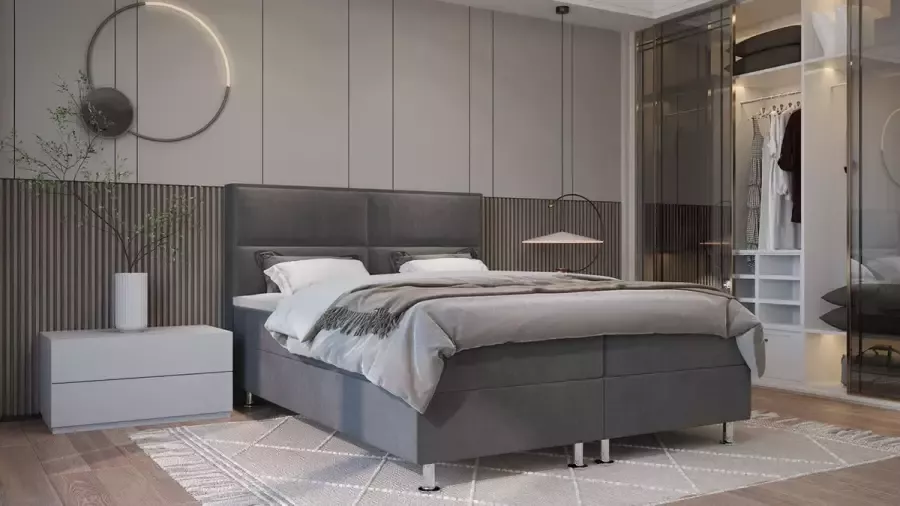 Zetelsenbedden.be Boxspring Bed Alba velvet met opbergruimte 160x200 cm compleet boxspring bed met opbergruimte matras en topper - Foto 1