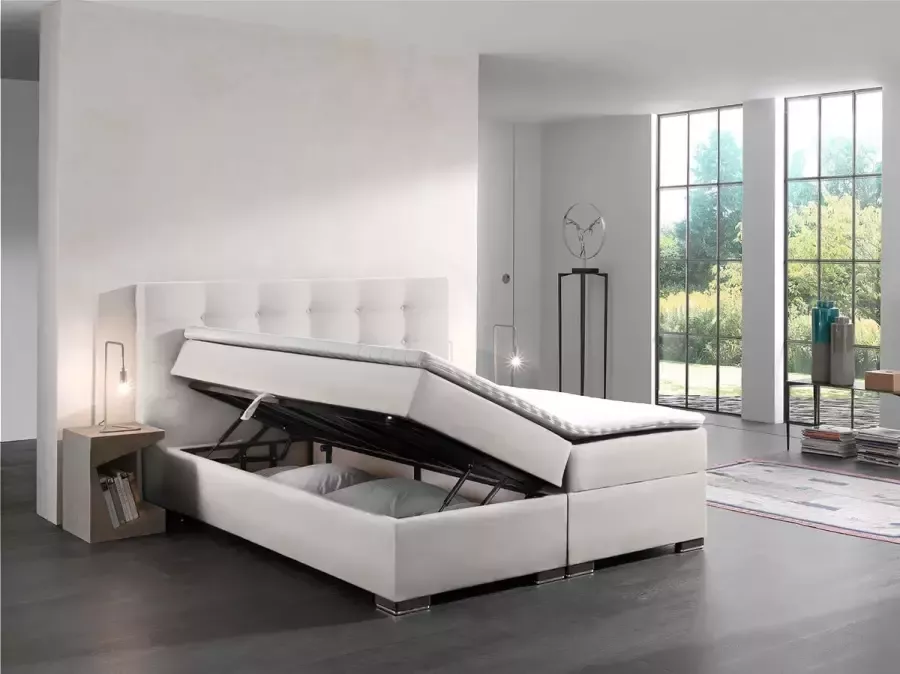 Seatsandbeds Boxspring Bed Malaga 120x200 cm 'compleet bed met opbergruimte matrassen en topper' promo aanbieding zetelsenbedden.be