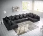 Geen merk Hoekbank Denver Xl Vintage Zwart zonder Poef Hocker wooneiland hoeksalon modulair afkuisbare microvezelstof - Thumbnail 1